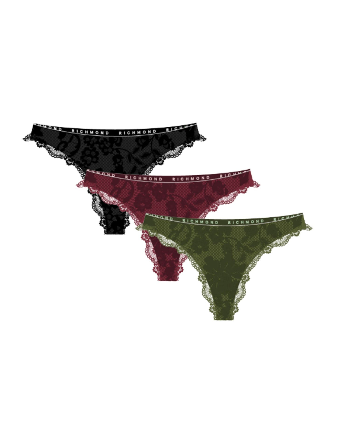 Tripack slip donna in pizzo