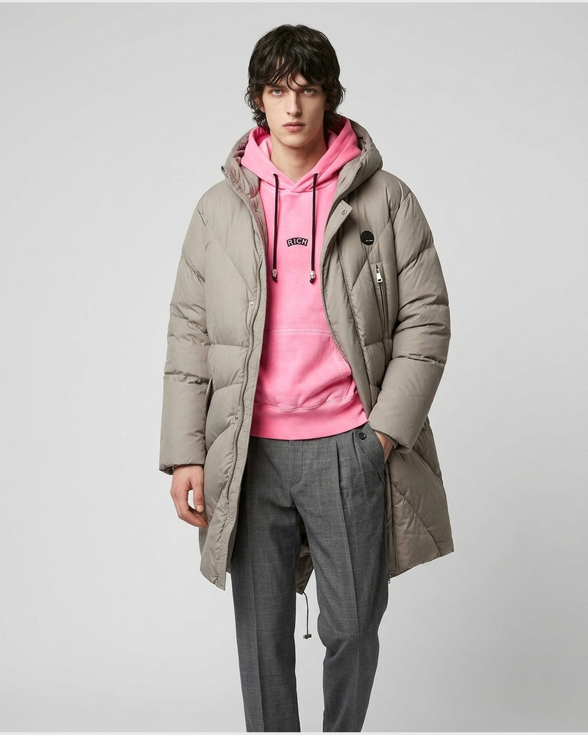 Piumino Lungo Imbottito con Cappuccio