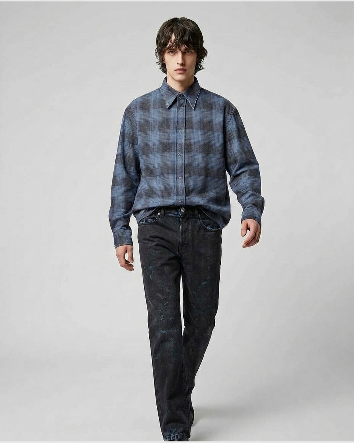Camicia con Stampa e Dettagli Frayed