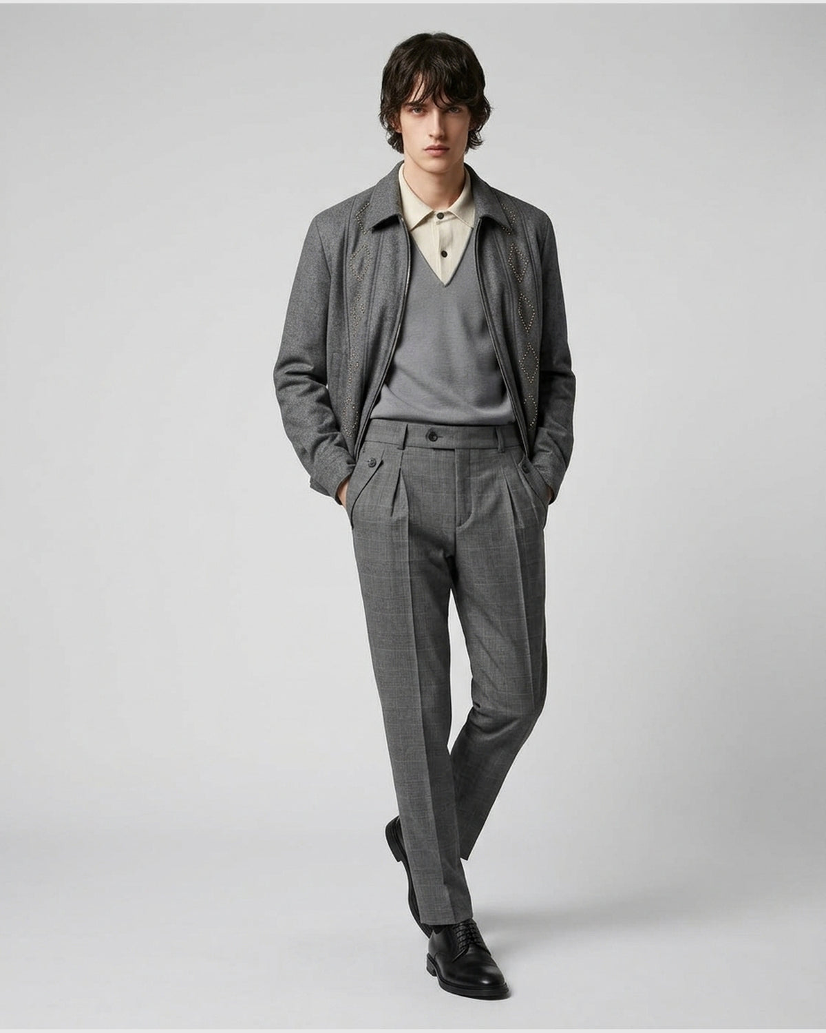 Pantaloni Principe di Galles con Pince