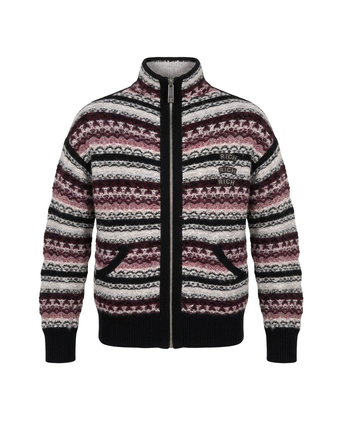 Cardigan in Maglia Jacquard con Zip