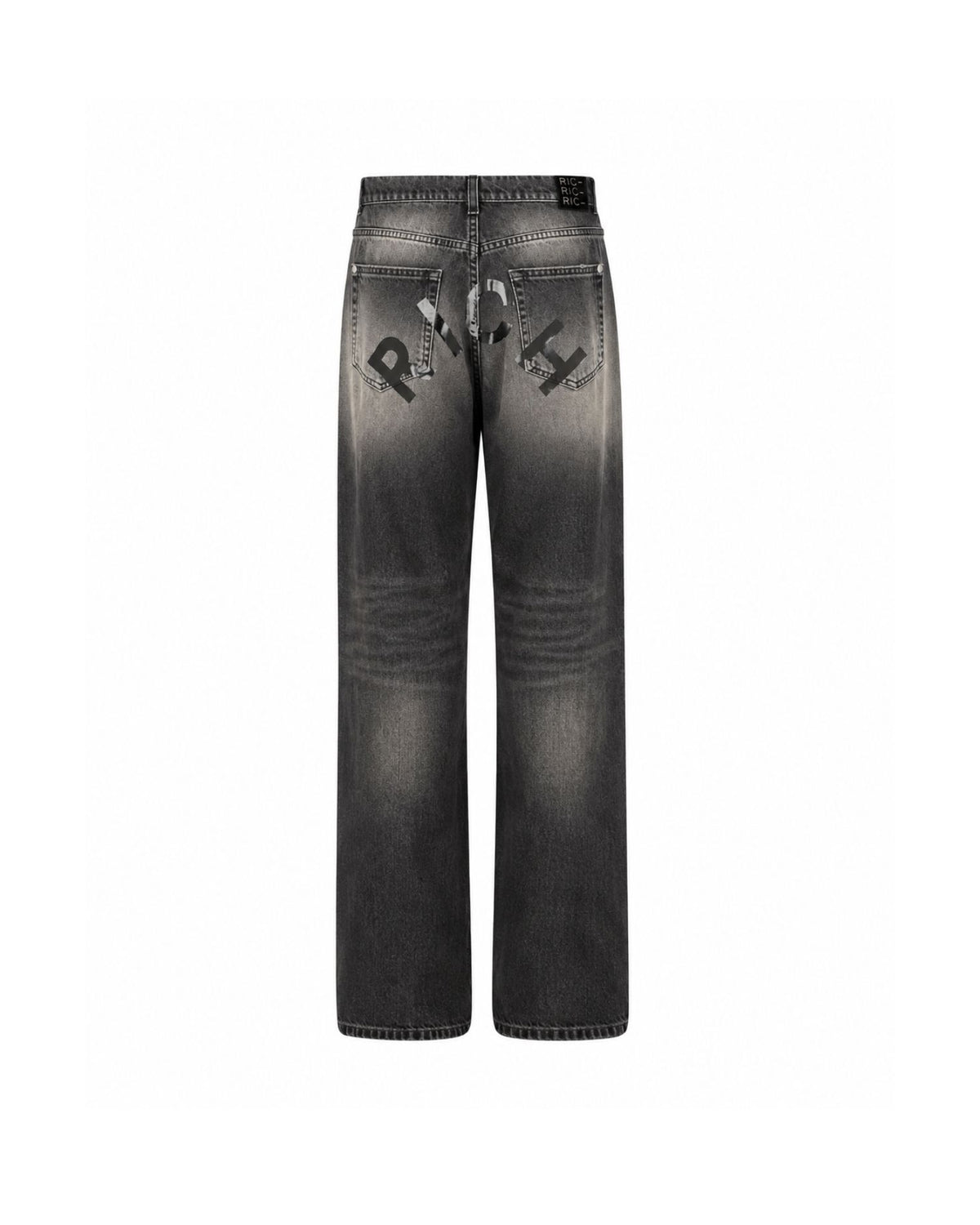 Jeans Larghi Distressed con Logo Rich
