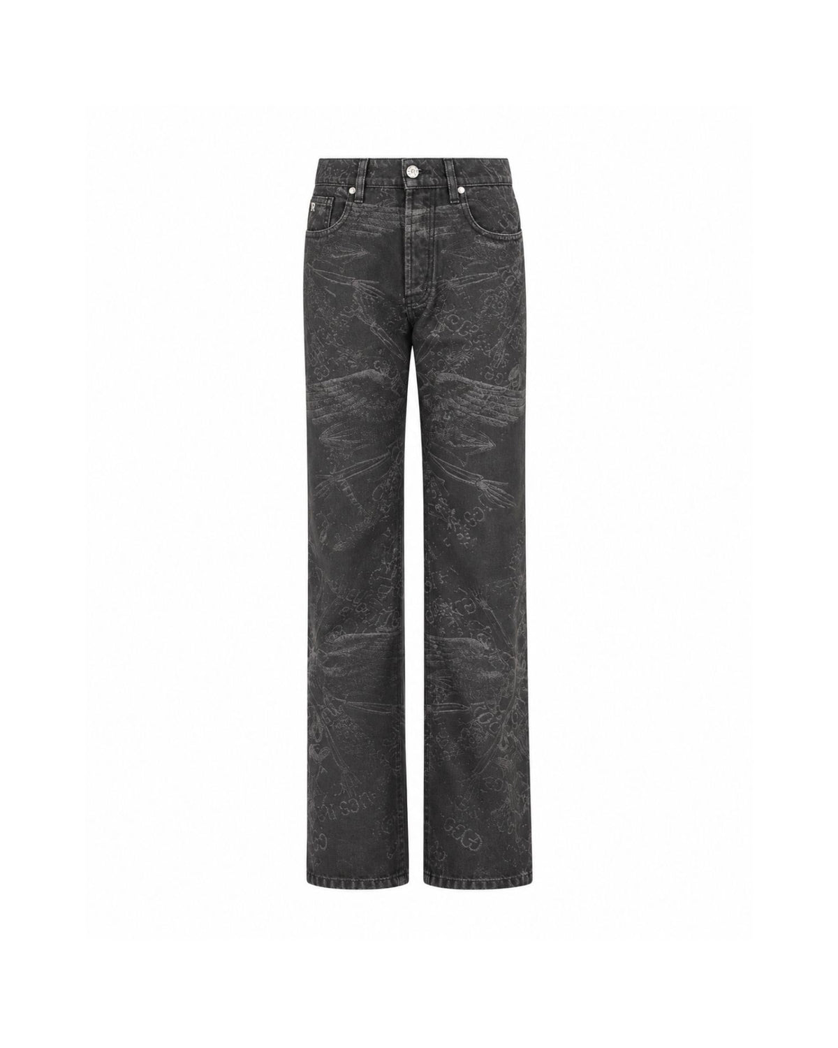 Jeans con Stampa Gotica All-Over