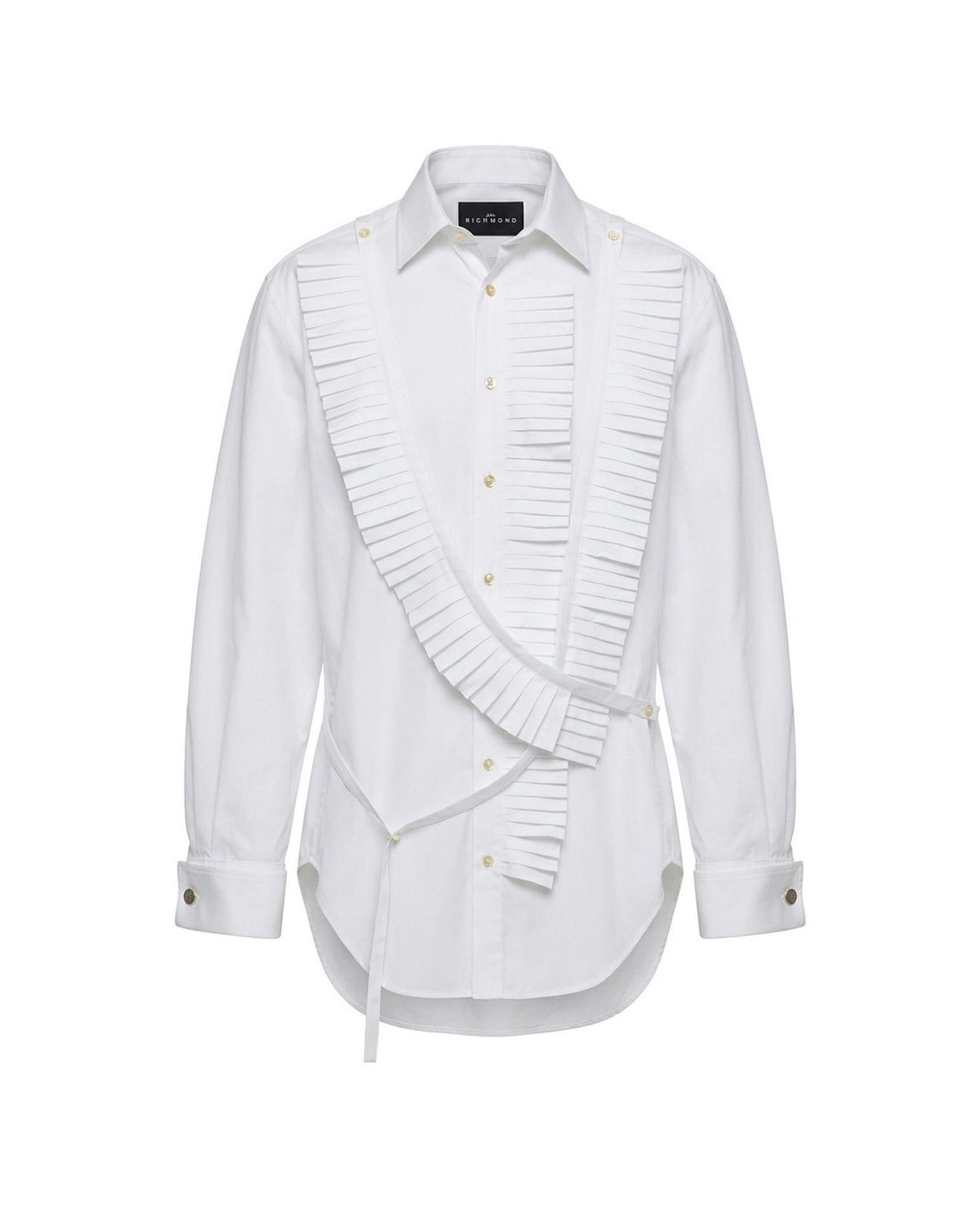 Camicia con Dettaglio Plissé Frontale e Laccetto
