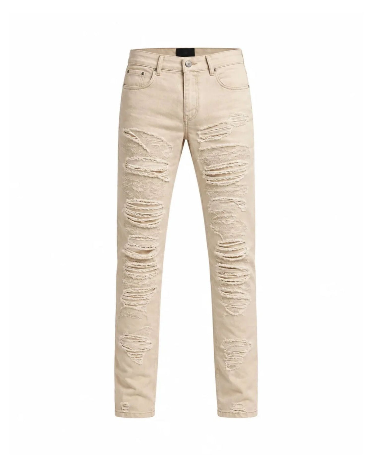 Jeans Cinque Tasche con Strappi e Dettagli Destroyed
