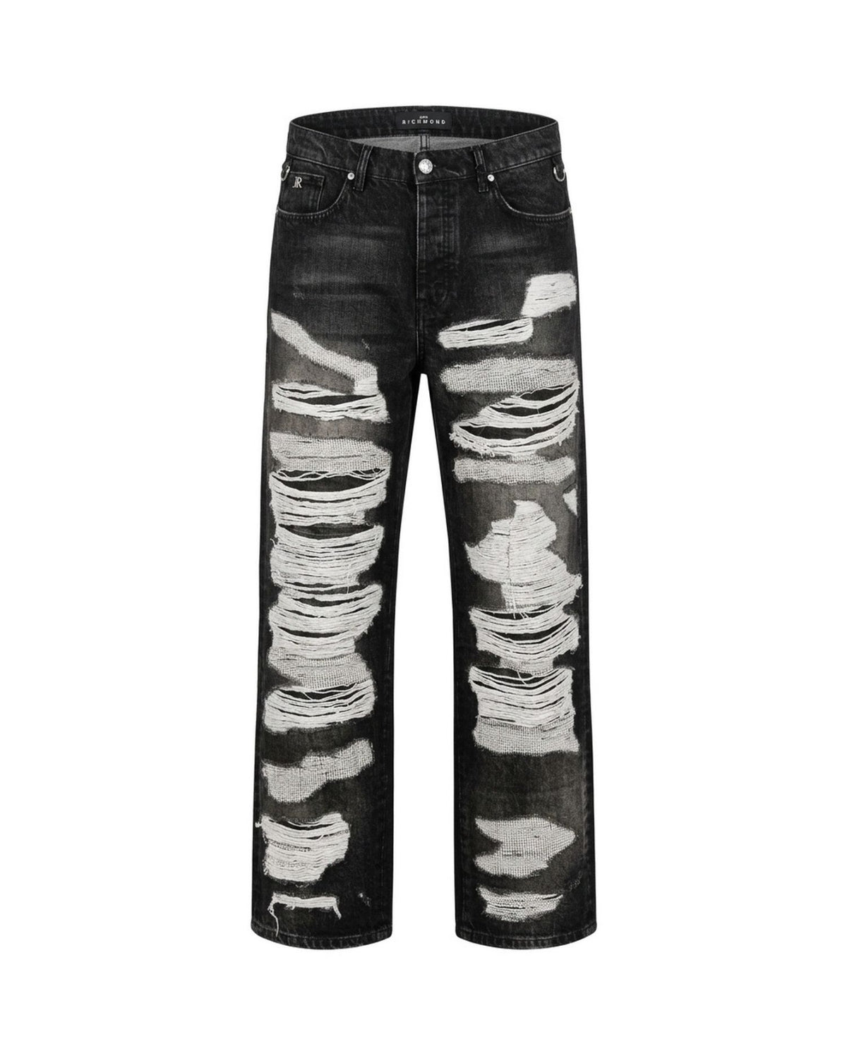 Jeans a Gamba Dritta con Strappi Distressed