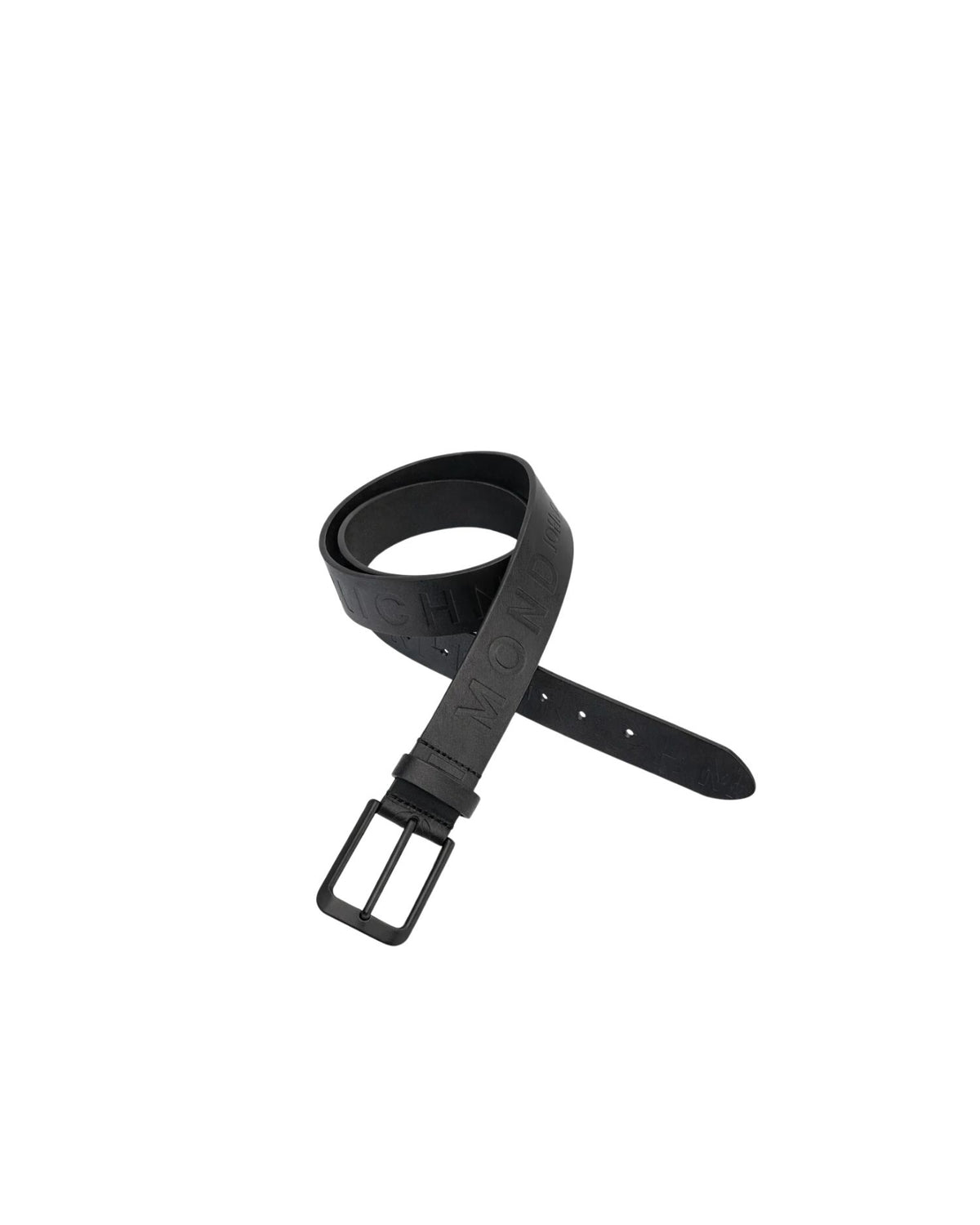 Cintura in Pelle con Logo Impresso e Fibbia Rettangolare