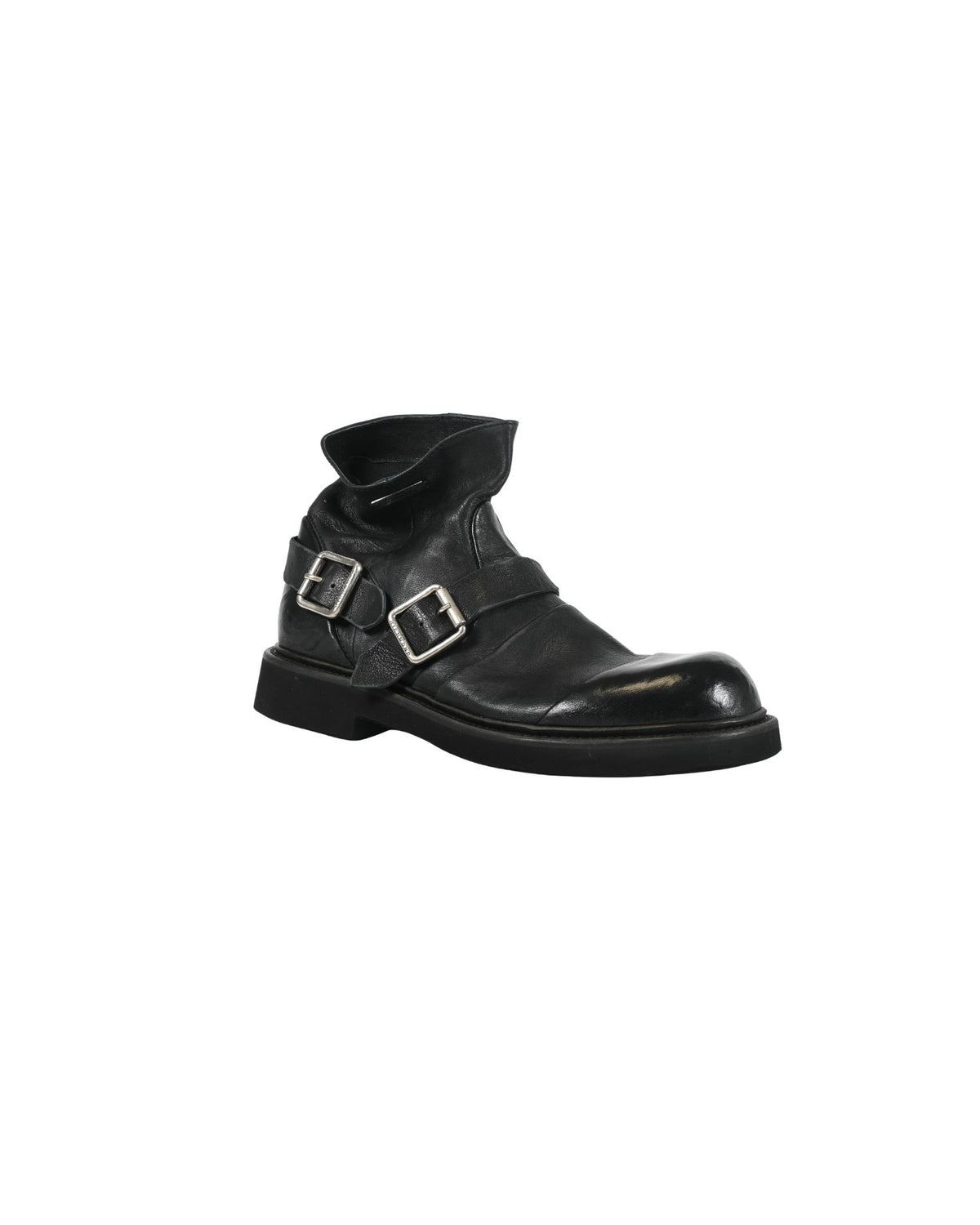 Stivaletti Biker in Pelle con Fibbie Metalliche