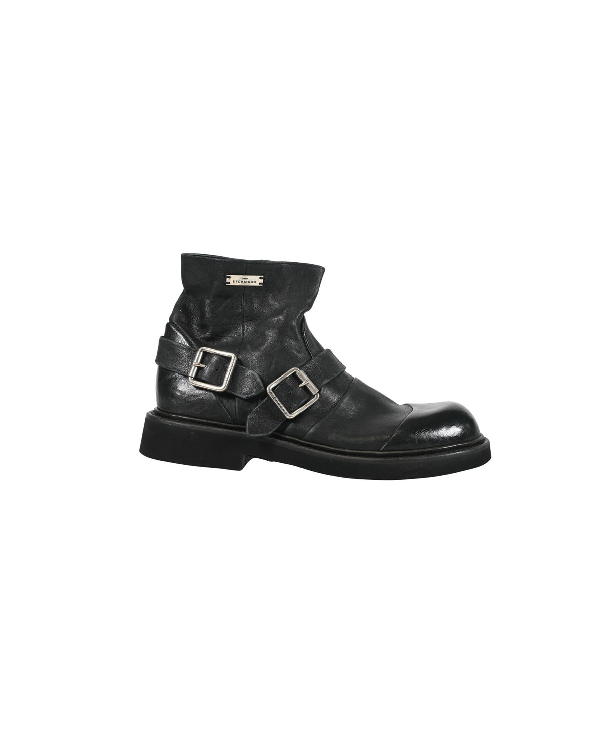 Stivaletti Biker in Pelle con Fibbie Metalliche