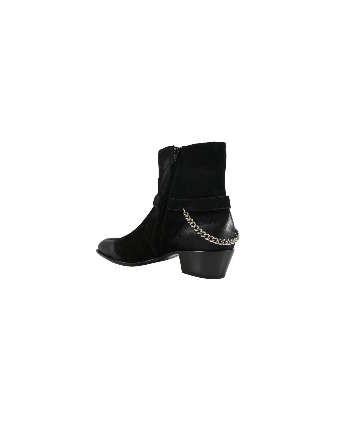 Stivaletti in Suede con Fibbia e Dettaglio Catena