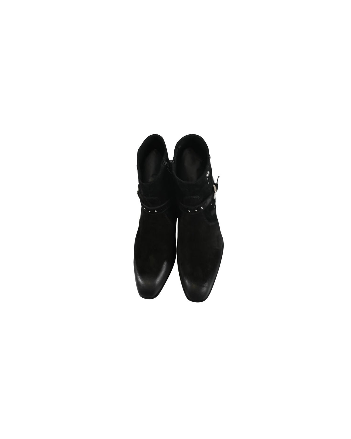Stivaletti in Suede con Fibbia e Dettaglio Catena