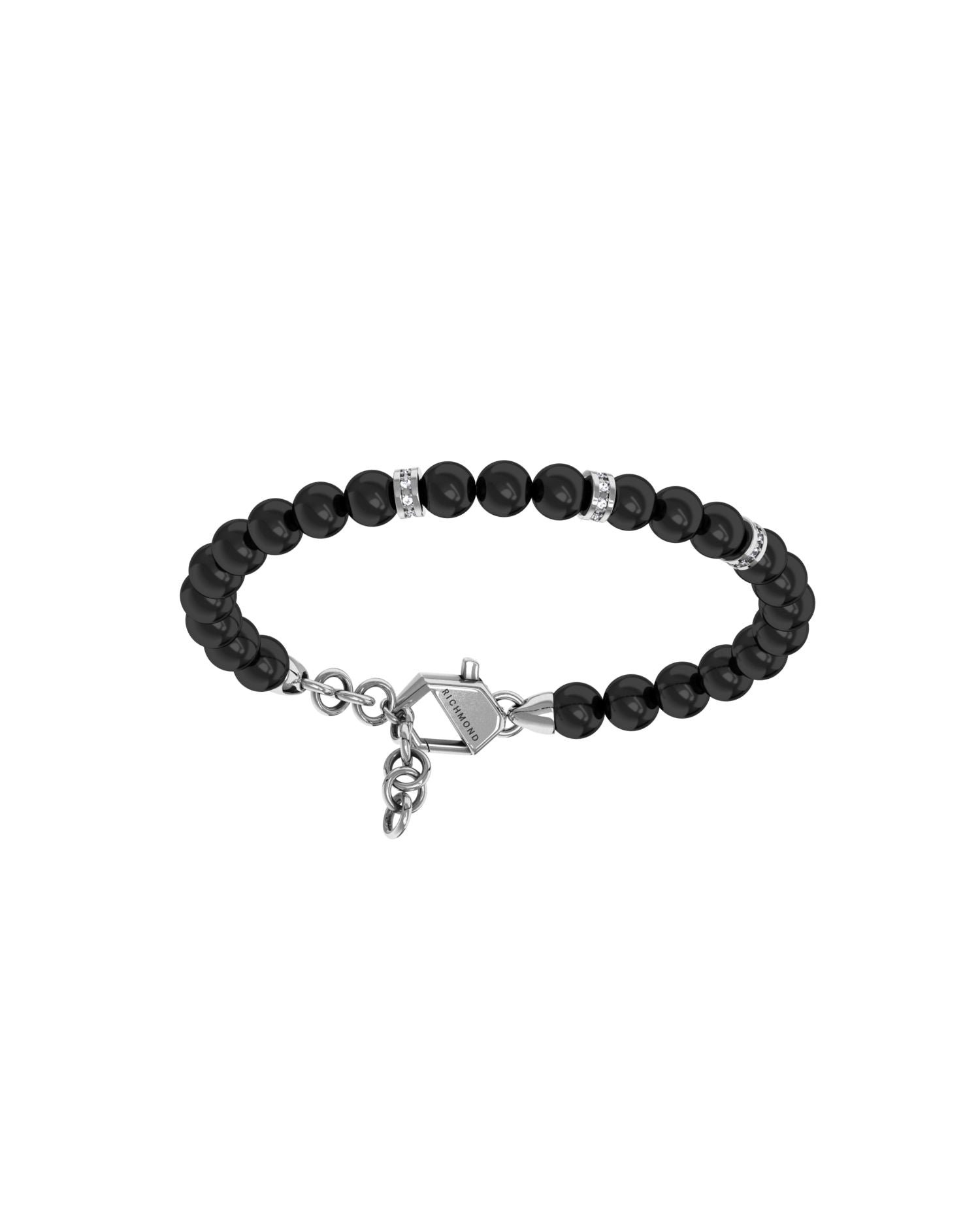 Bracciale John Richmond con sfere e anelli con dettagli brillanti su sfondo bianco