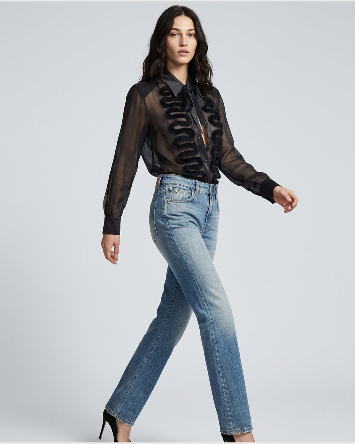 Jeans Straight con Lavaggio Vintage