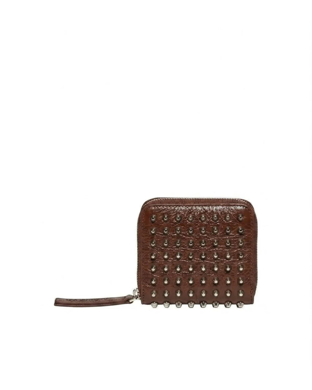 Portafoglio Compatto Zip Around con Borchie Metalliche
