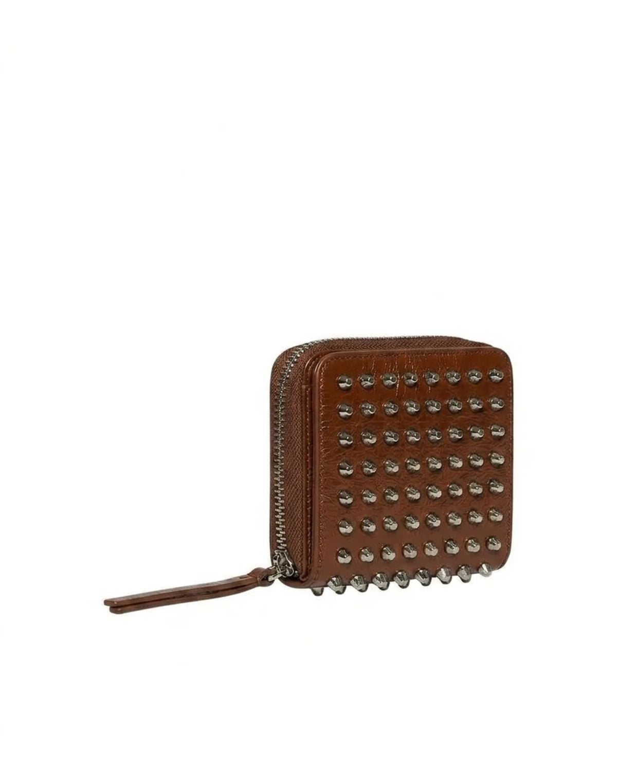 Portafoglio Compatto Zip Around con Borchie Metalliche