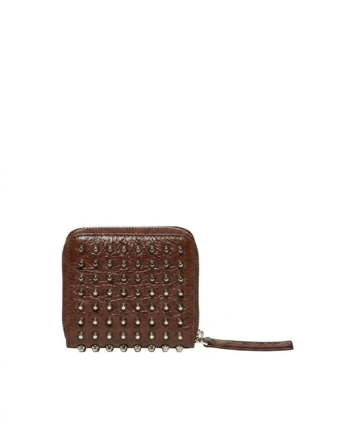 Portafoglio Compatto Zip Around con Borchie Metalliche