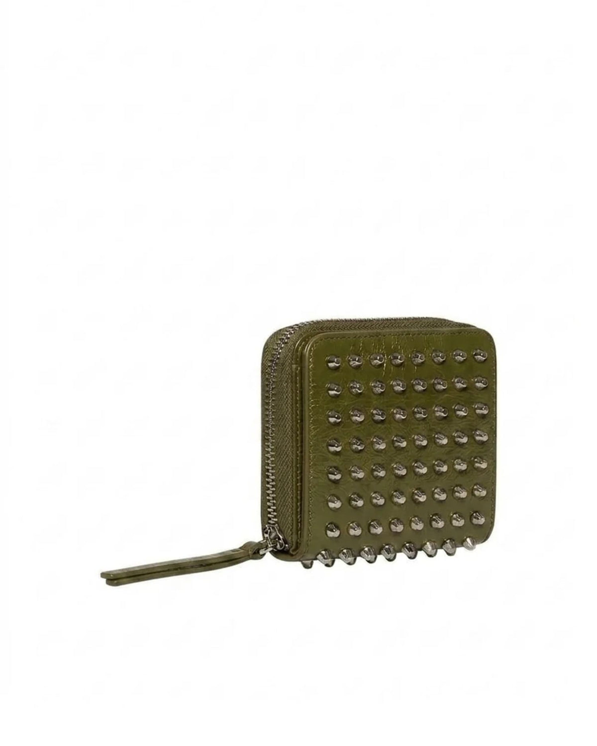 Portafoglio Compatto Zip Around con Borchie Metalliche