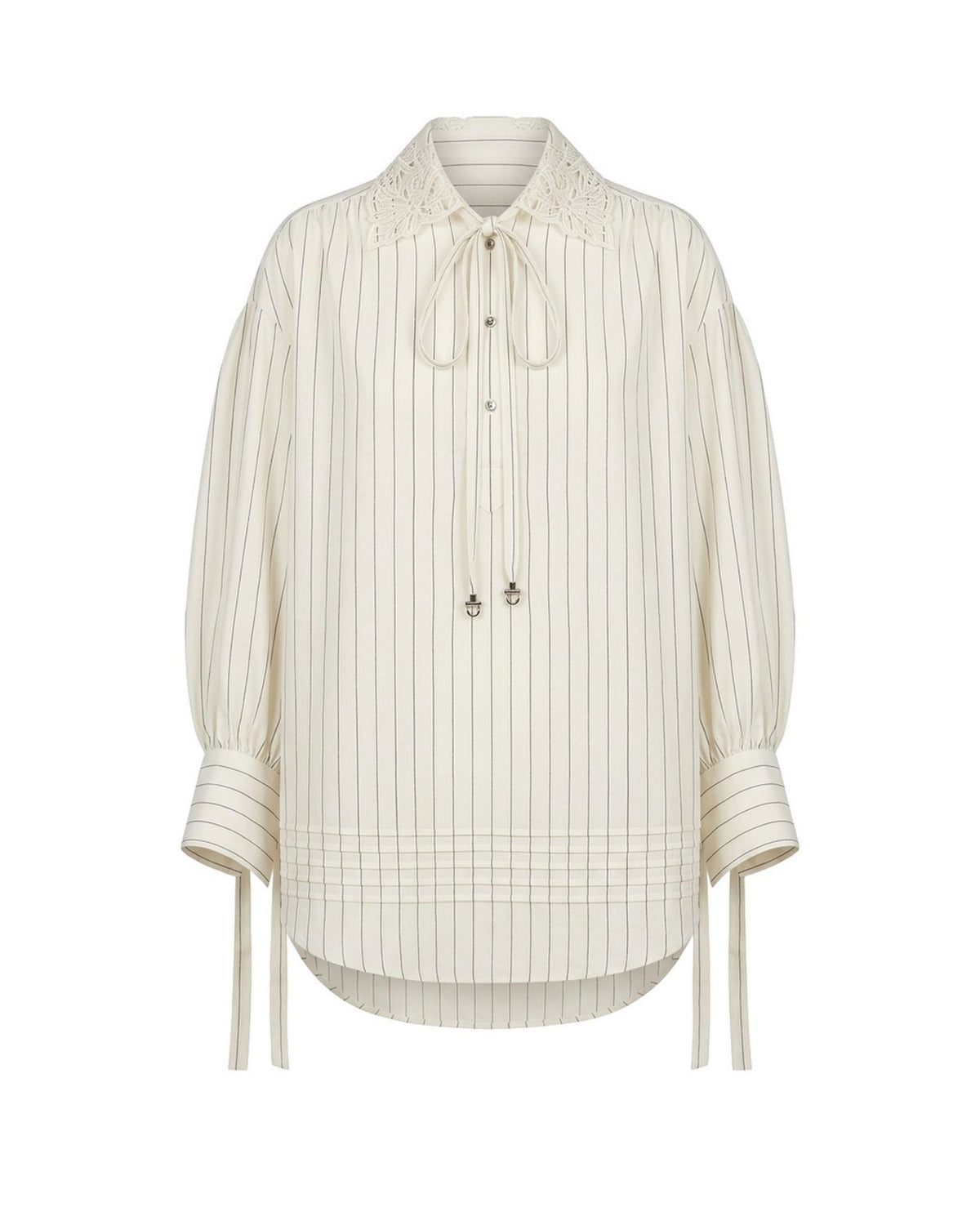 Camicia a Righe con Maniche Ampie e Lacci ai Polsi