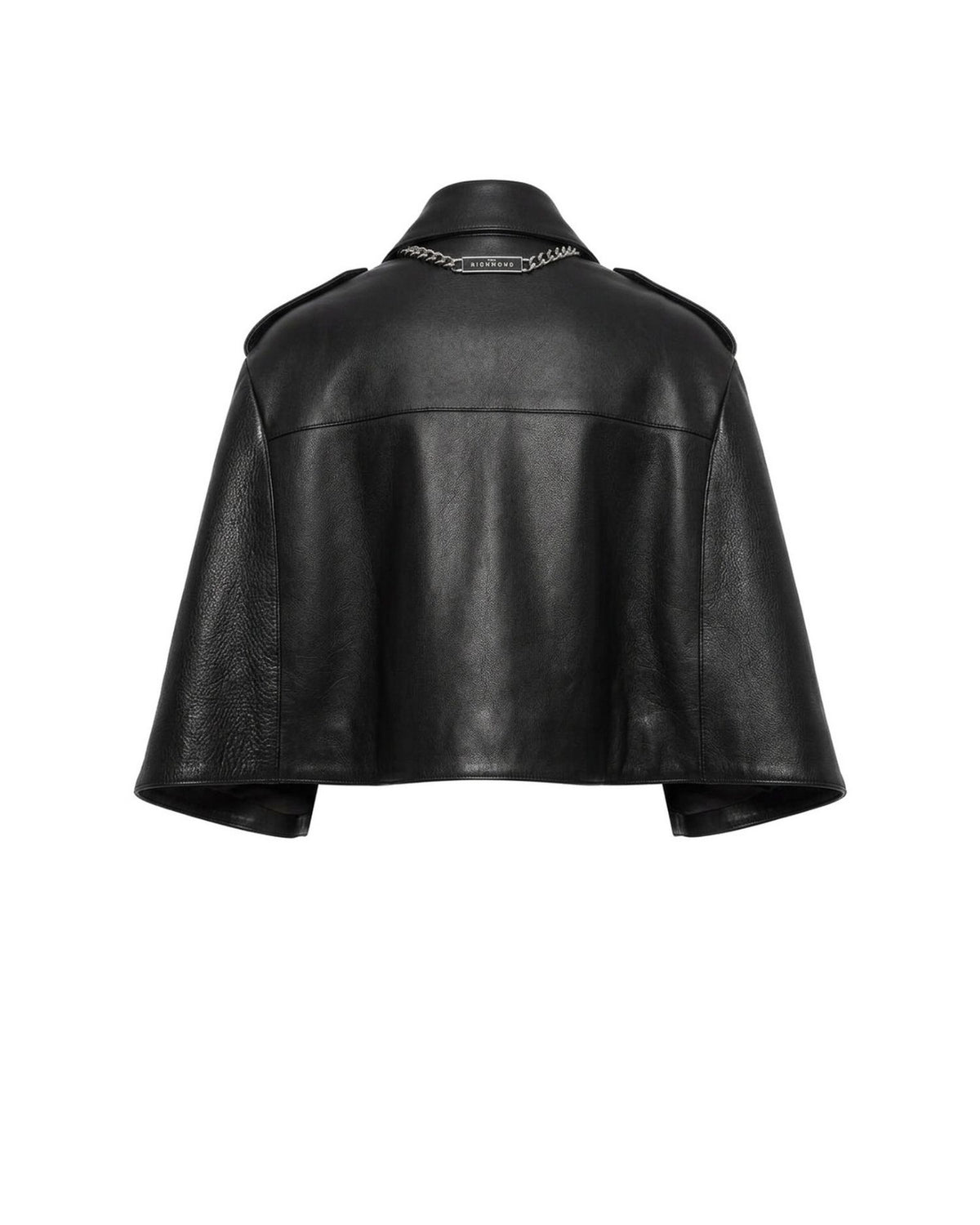 Cappa Cropped in Pelle con Fibbie e Zip
