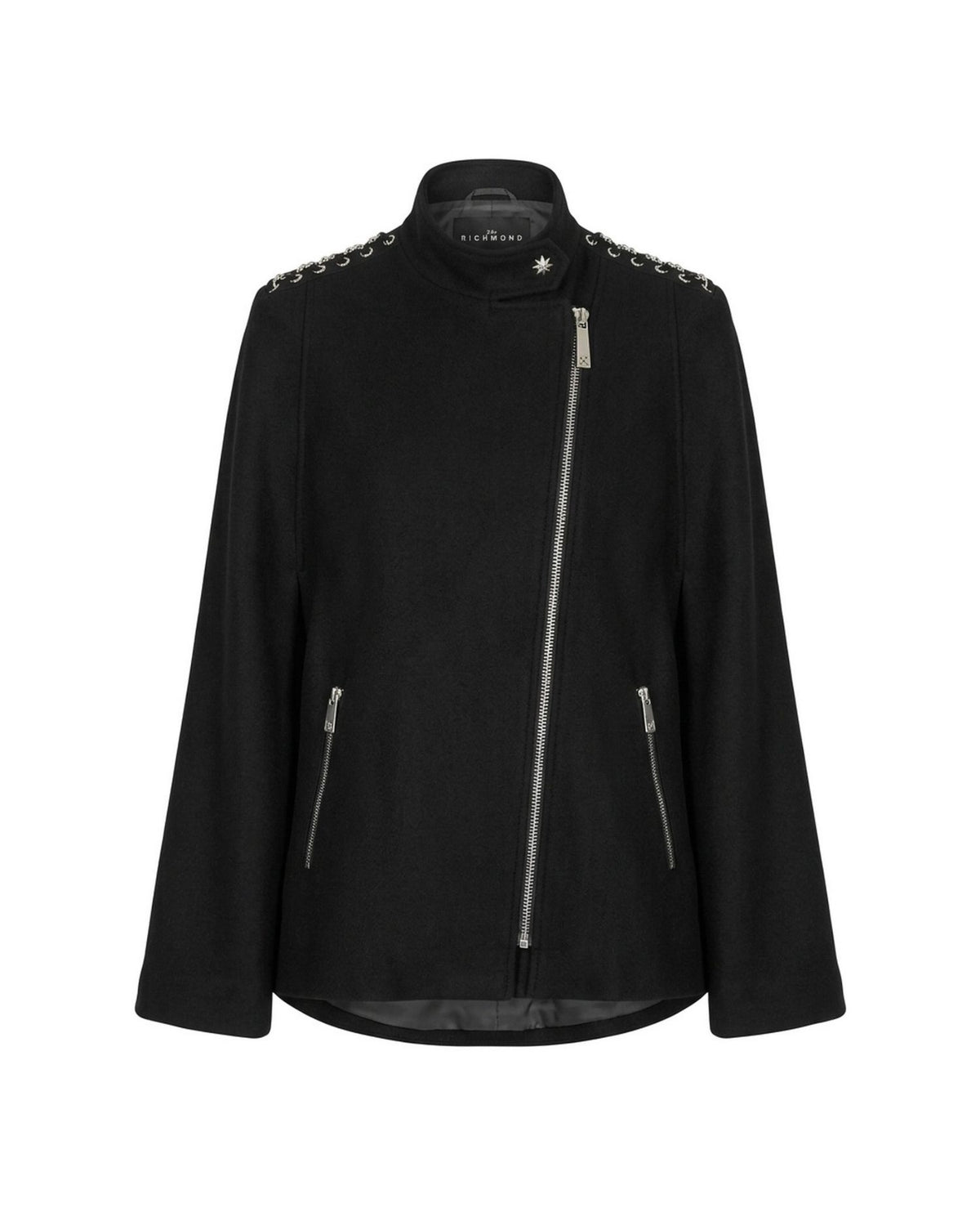 Giacca con Zip Asimmetrica e Dettagli Catena