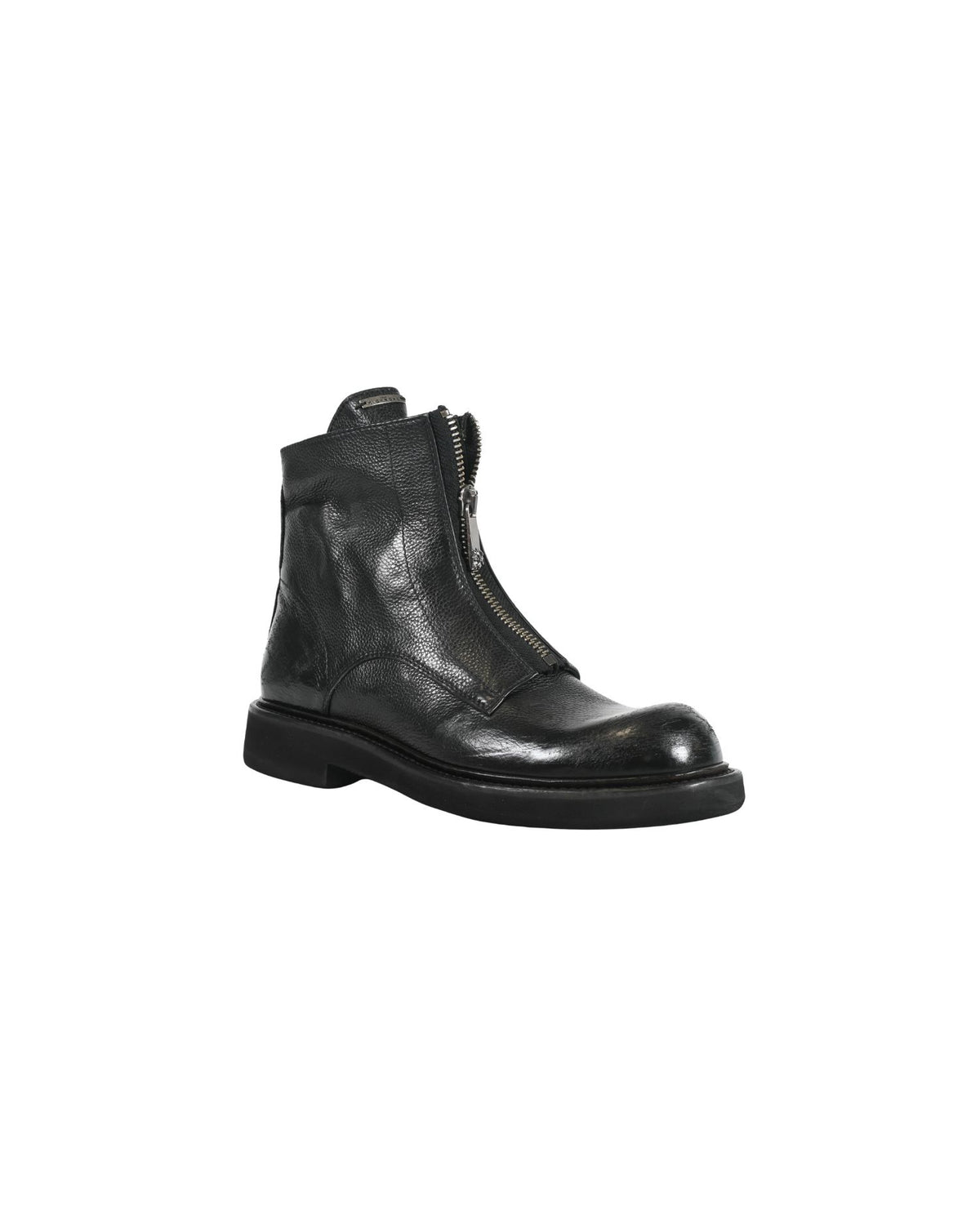 Stivaletti in Pelle Martellata con Zip Frontale