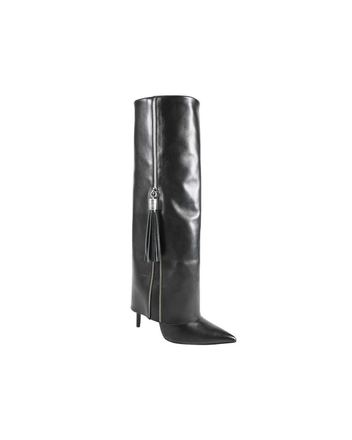 Stivaletti in Pelle Martellata con Zip Frontale