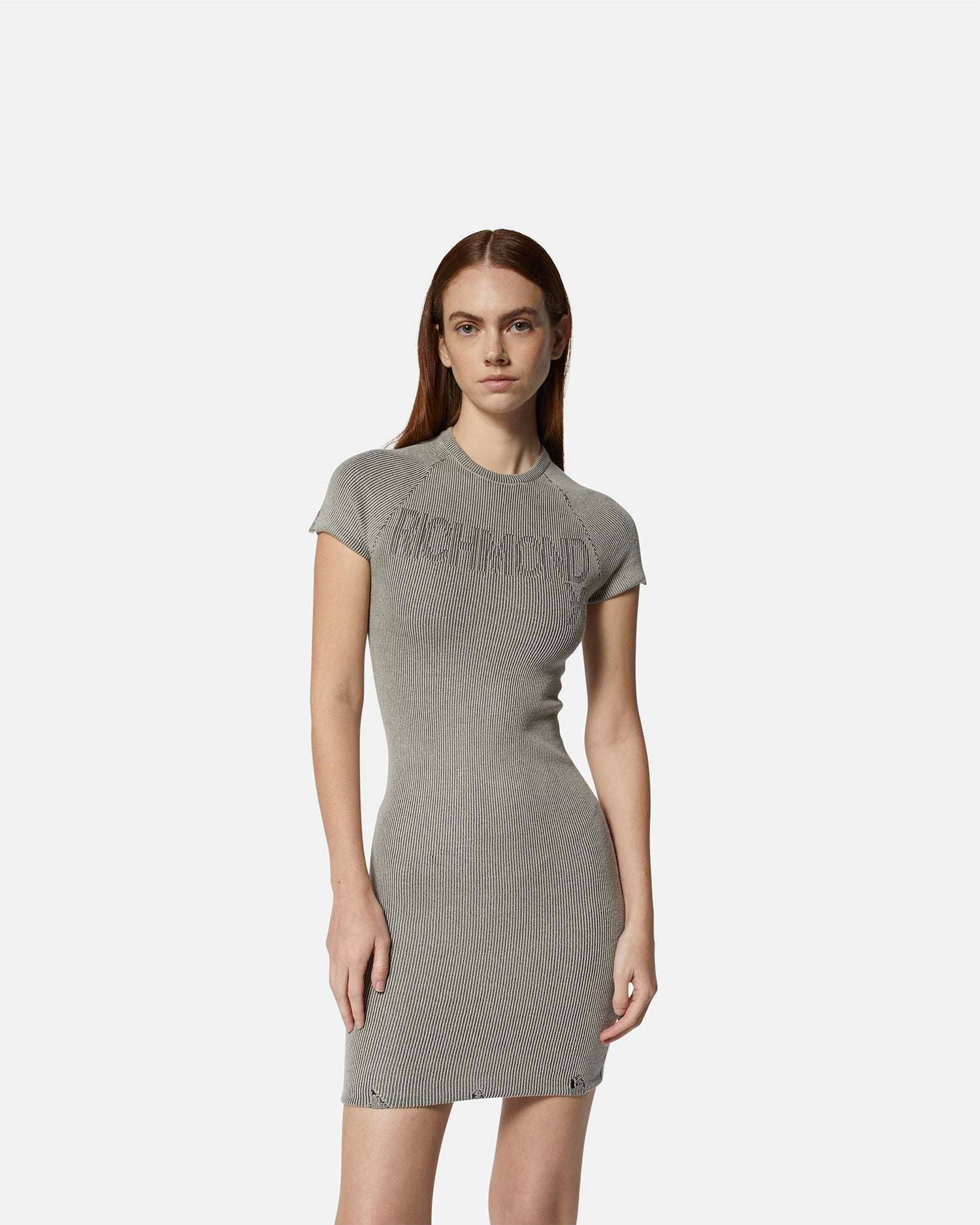 Abito corto a costine con dettagli drappeggiati Vestito