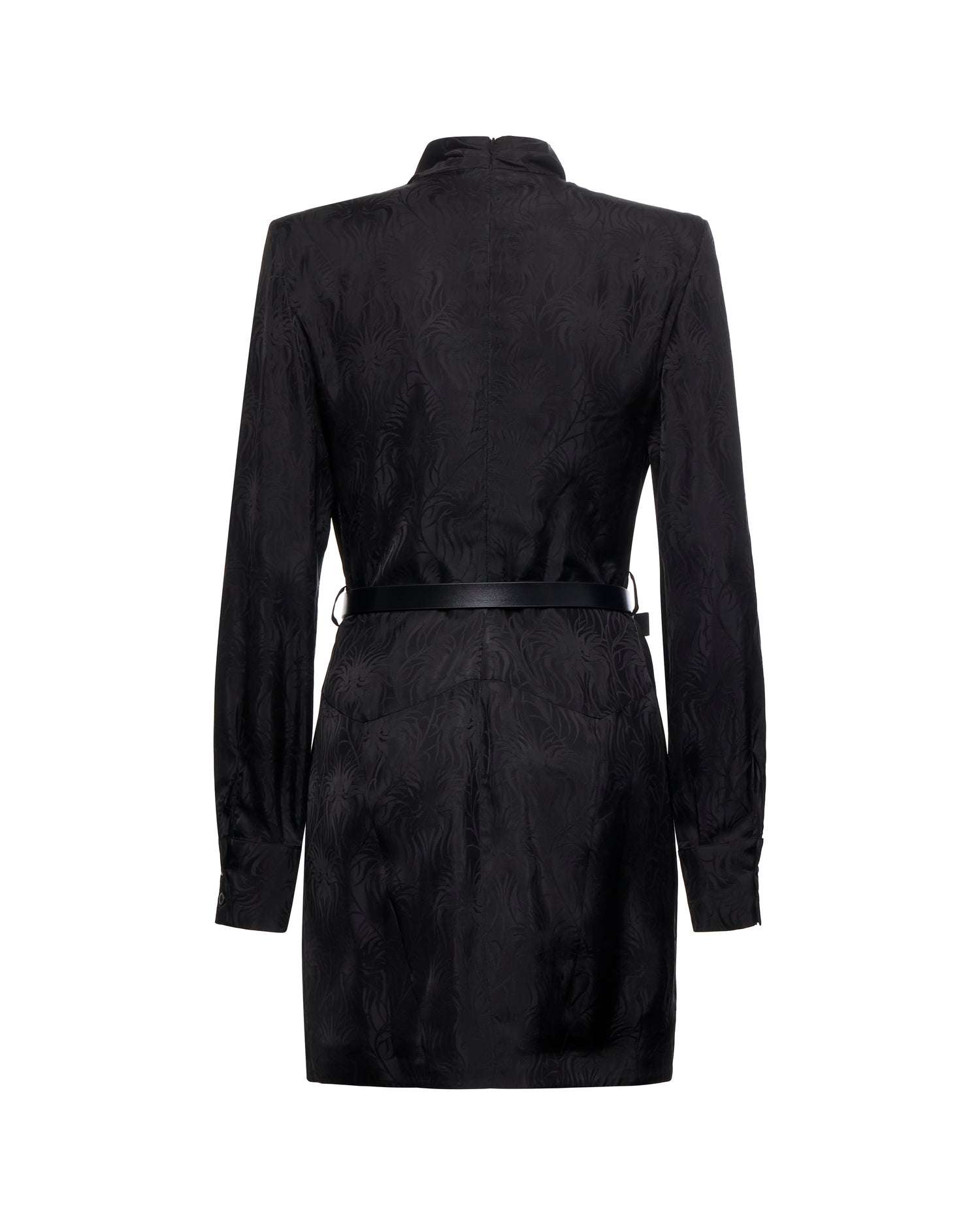 Abito corto con cintura e collo arricciato Abito