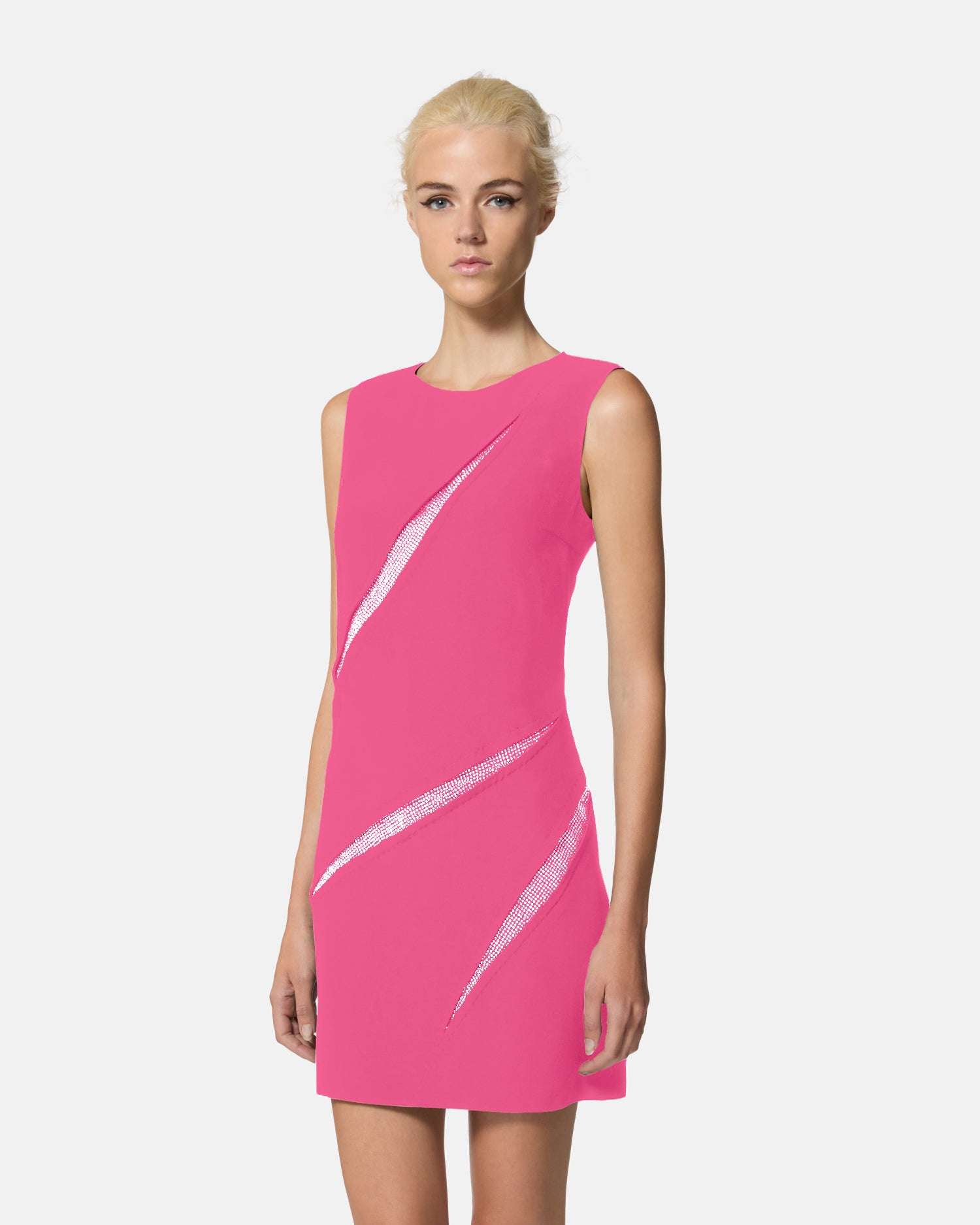 Abito corto senza maniche con inserti a contrasto Vestito