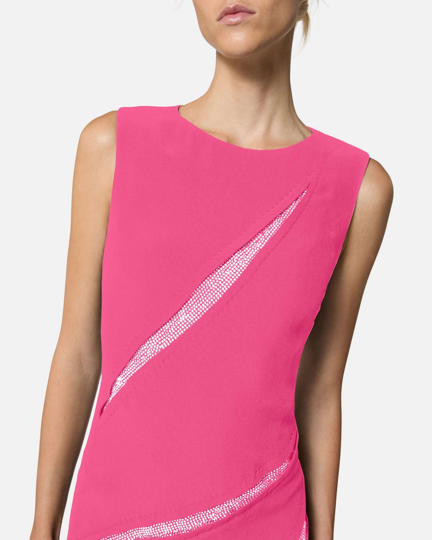 Abito corto senza maniche con inserti a contrasto Vestito