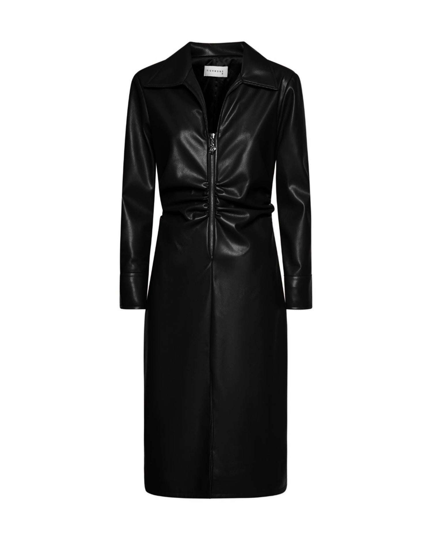 Abito midi con zip frontale e arricciatura frontale Abito