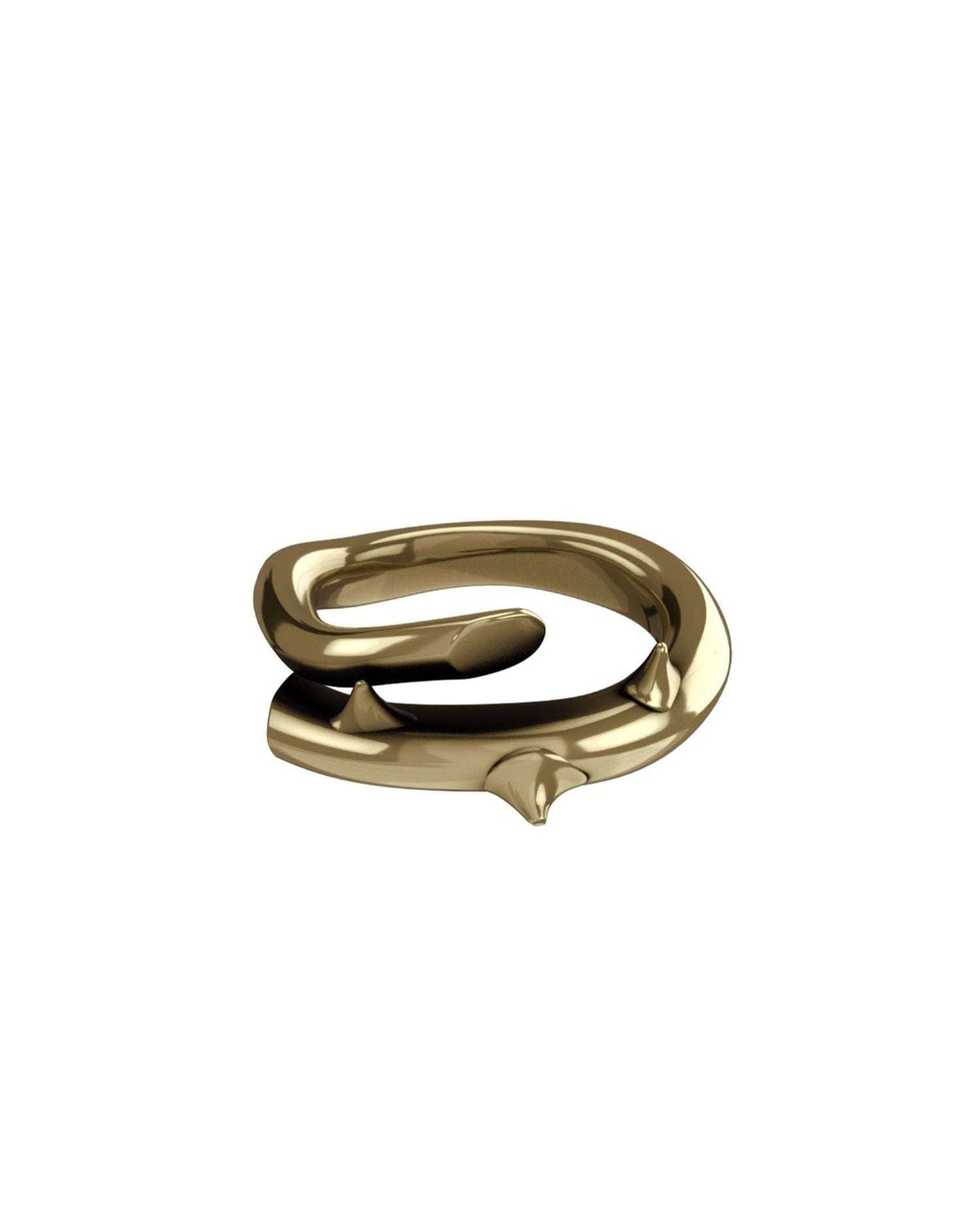 Spiral ring with gold thorns