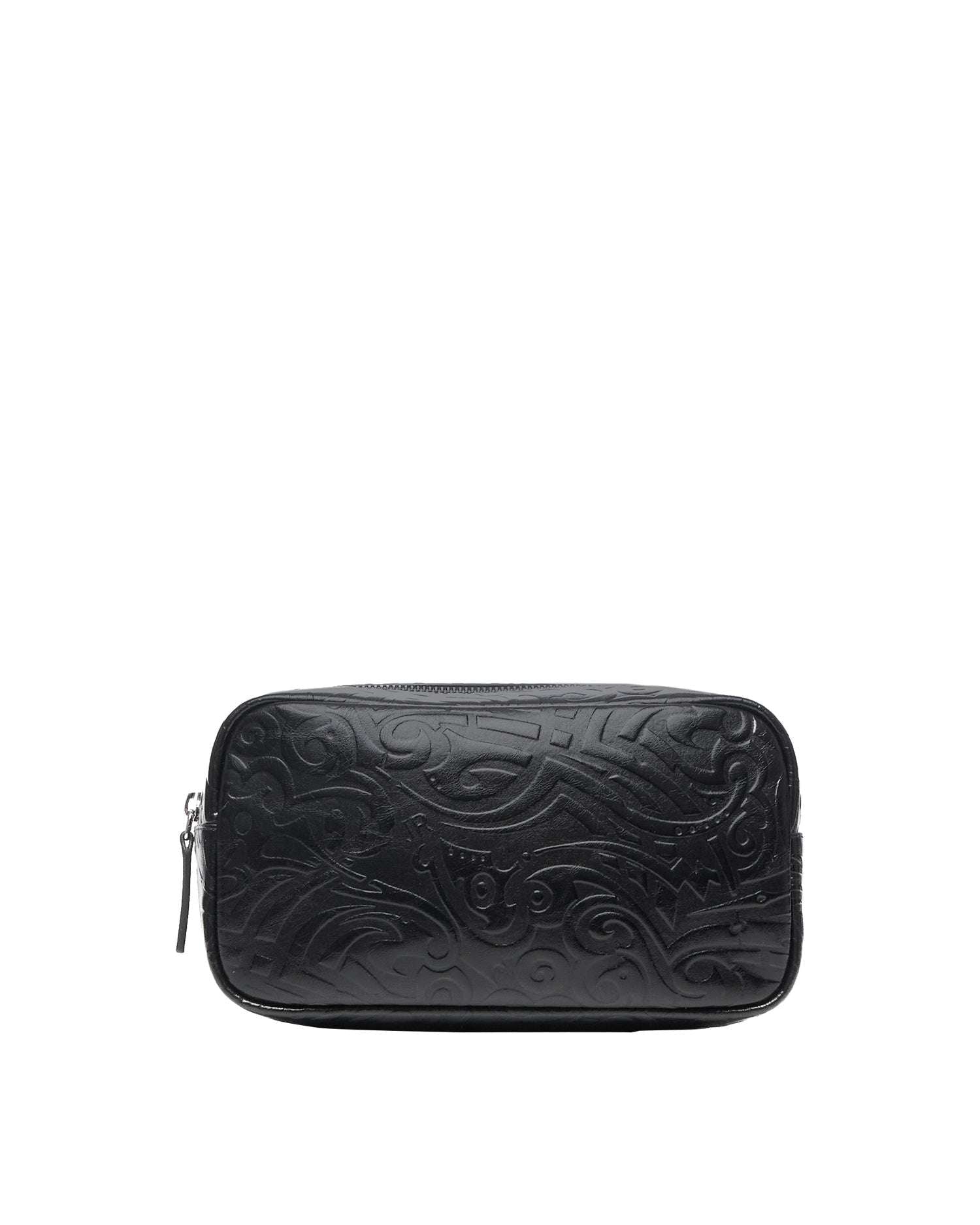 Beauty case uomo con motivo inciso e zip Borsa