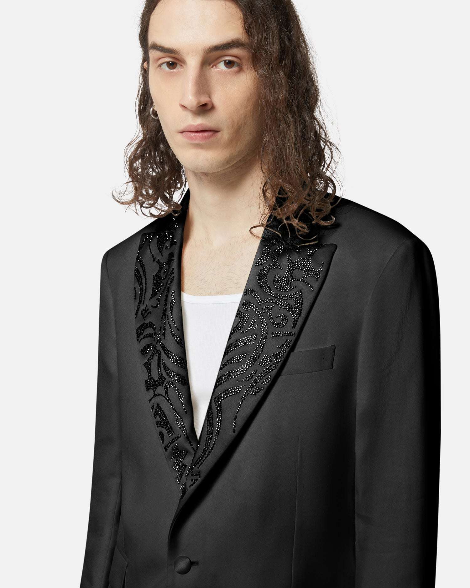 Blazer bianco rever ricamato Blazer