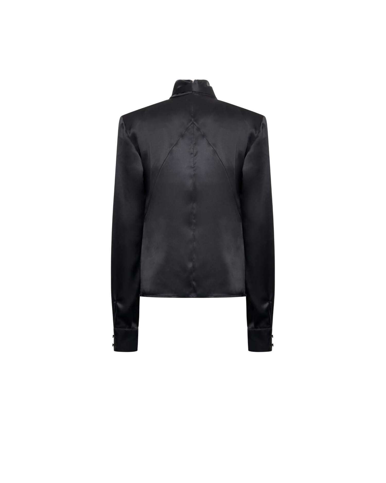 Blusa elegante con collo alto e dettaglio annodato Camicia