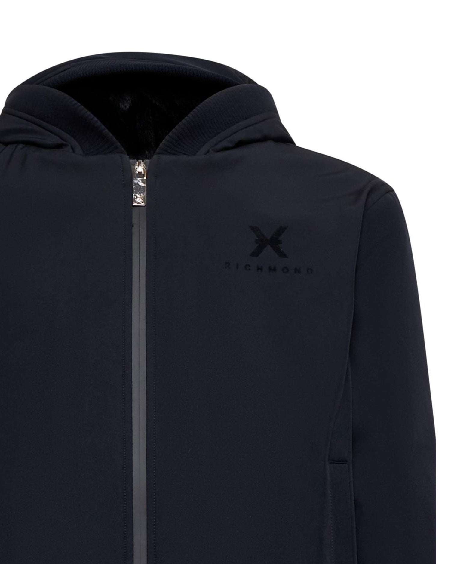 Bomber con cappuccio e zip frontale a doppio cursore Capispalla