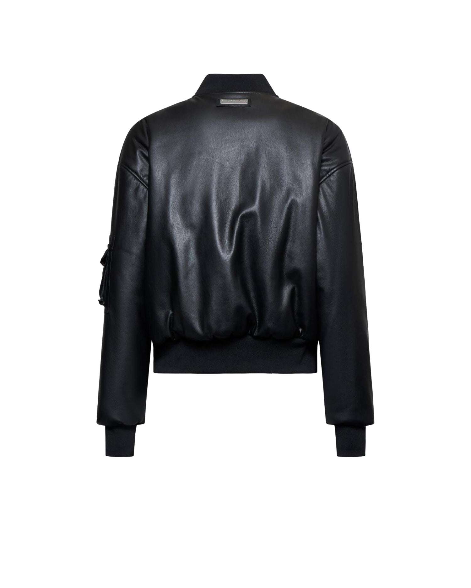 Eco-leather bomber jacket with pocket on the sleeve Outerwear