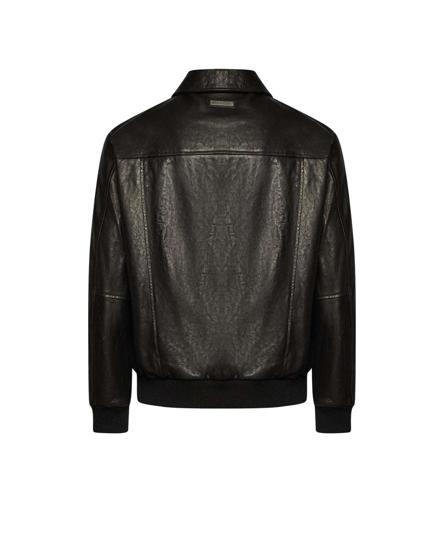 Bomber in ecopelle con zip e finiture a costine Capispalla