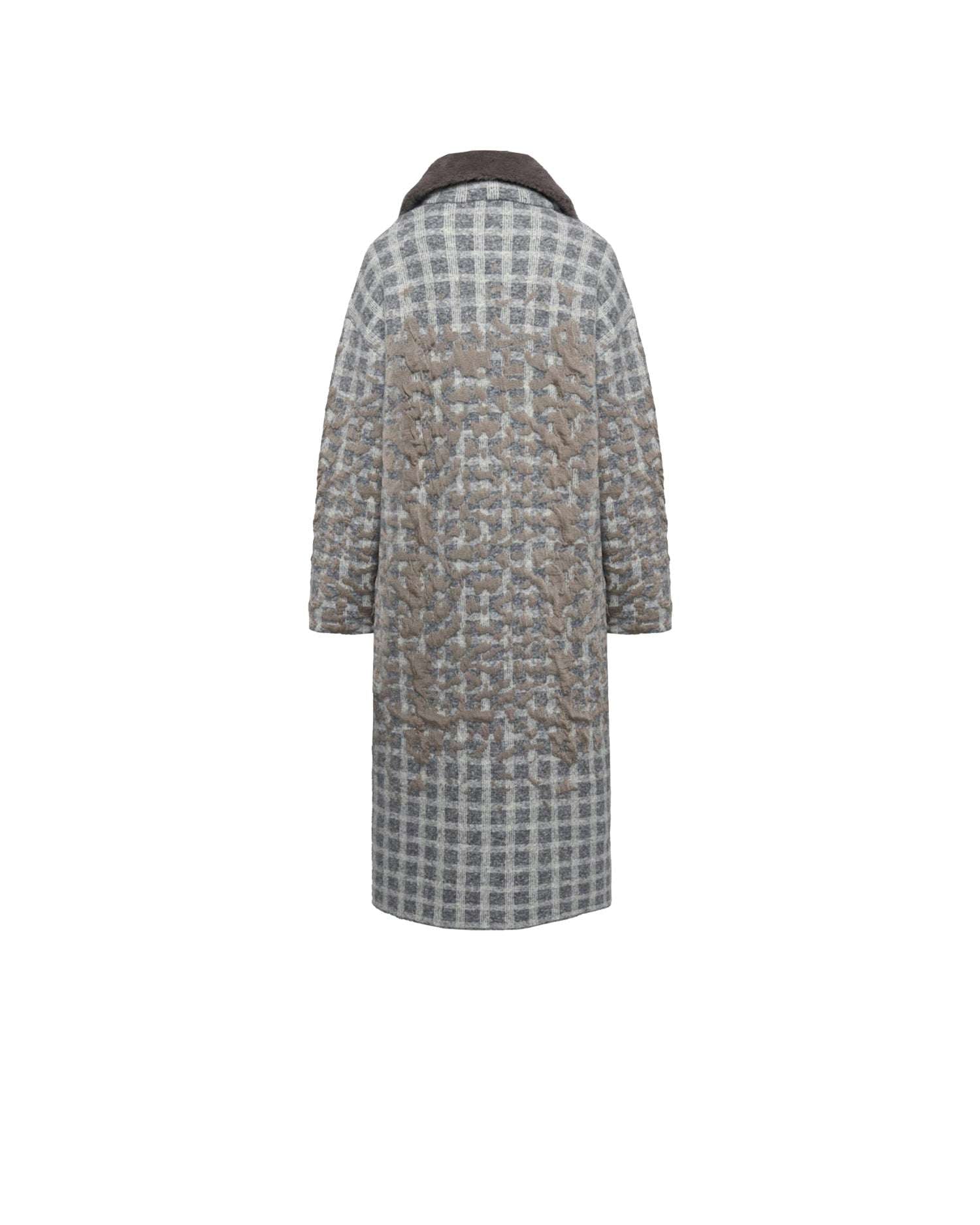 Long coat with relief effect jacquard workmanship – Contemporary elegance Outerwear