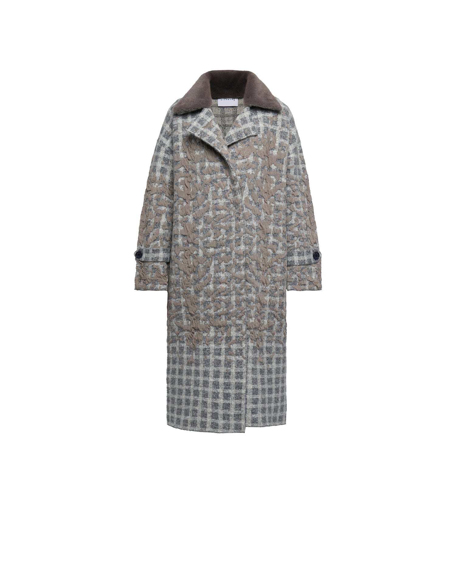 Long coat with relief effect jacquard workmanship – Contemporary elegance Outerwear