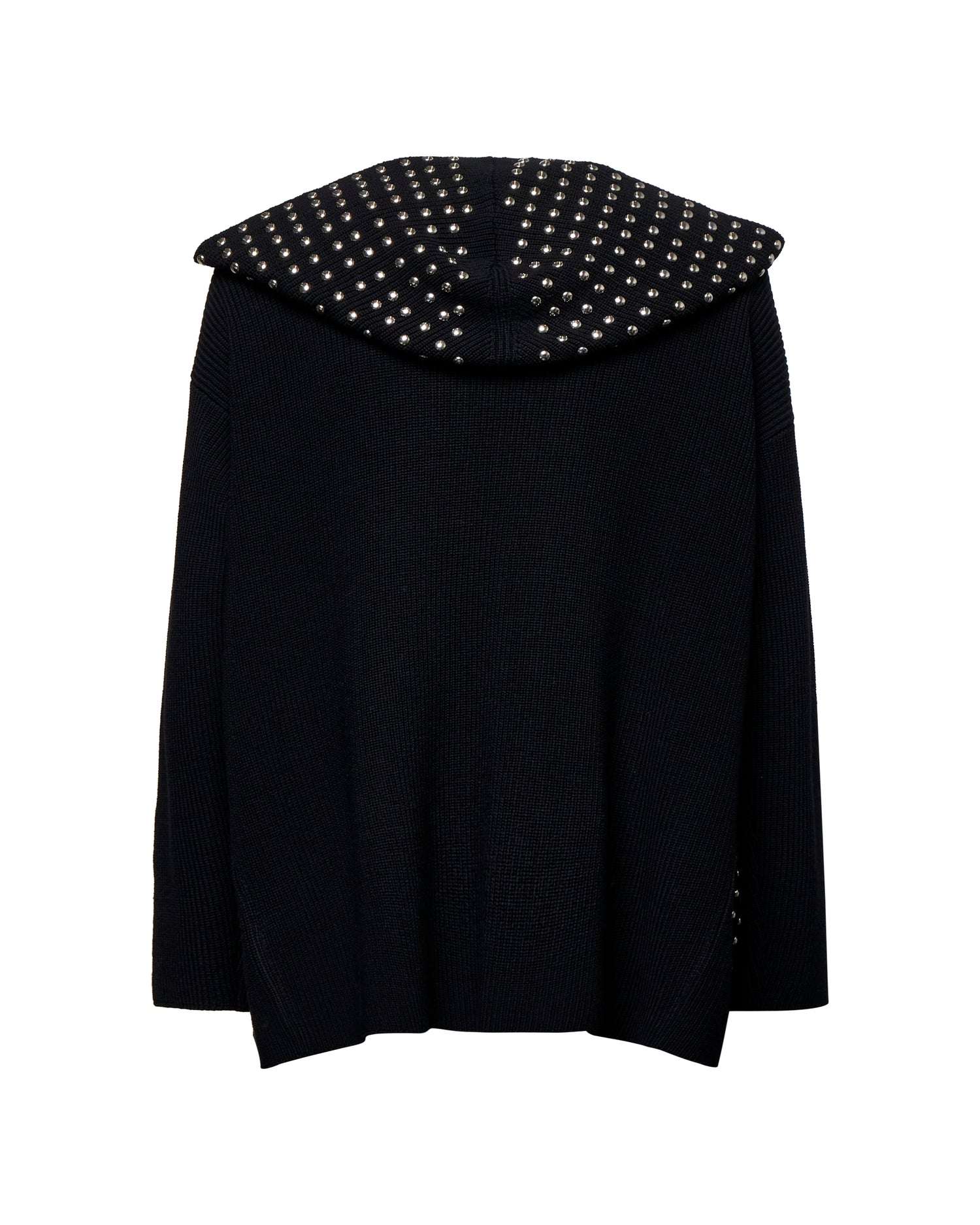 Black men's cardigan with hood and metallic details Cardigan