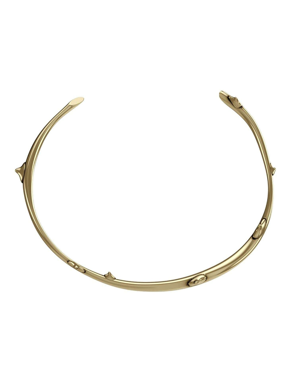 Rigid necklace with gold thorns