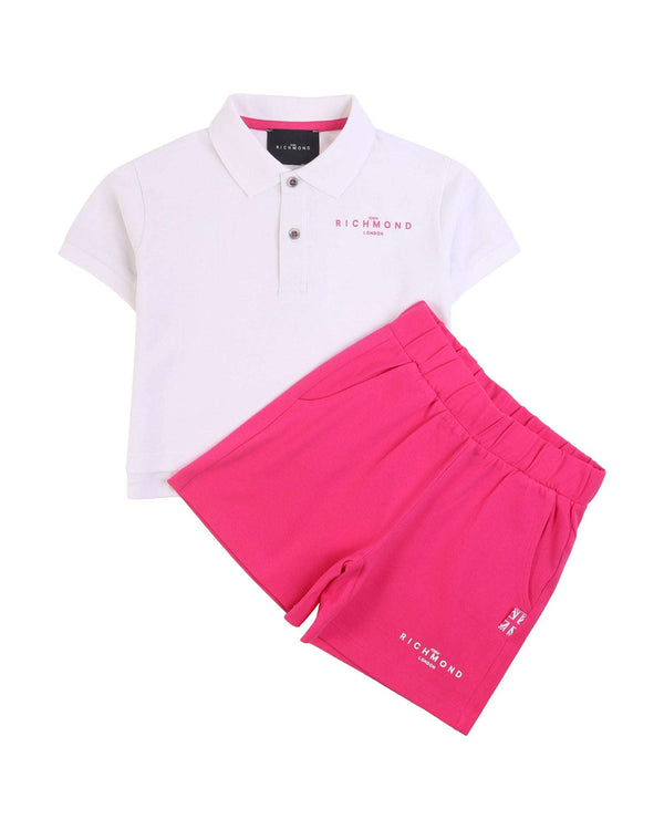 Logo polo shirt and shorts suit