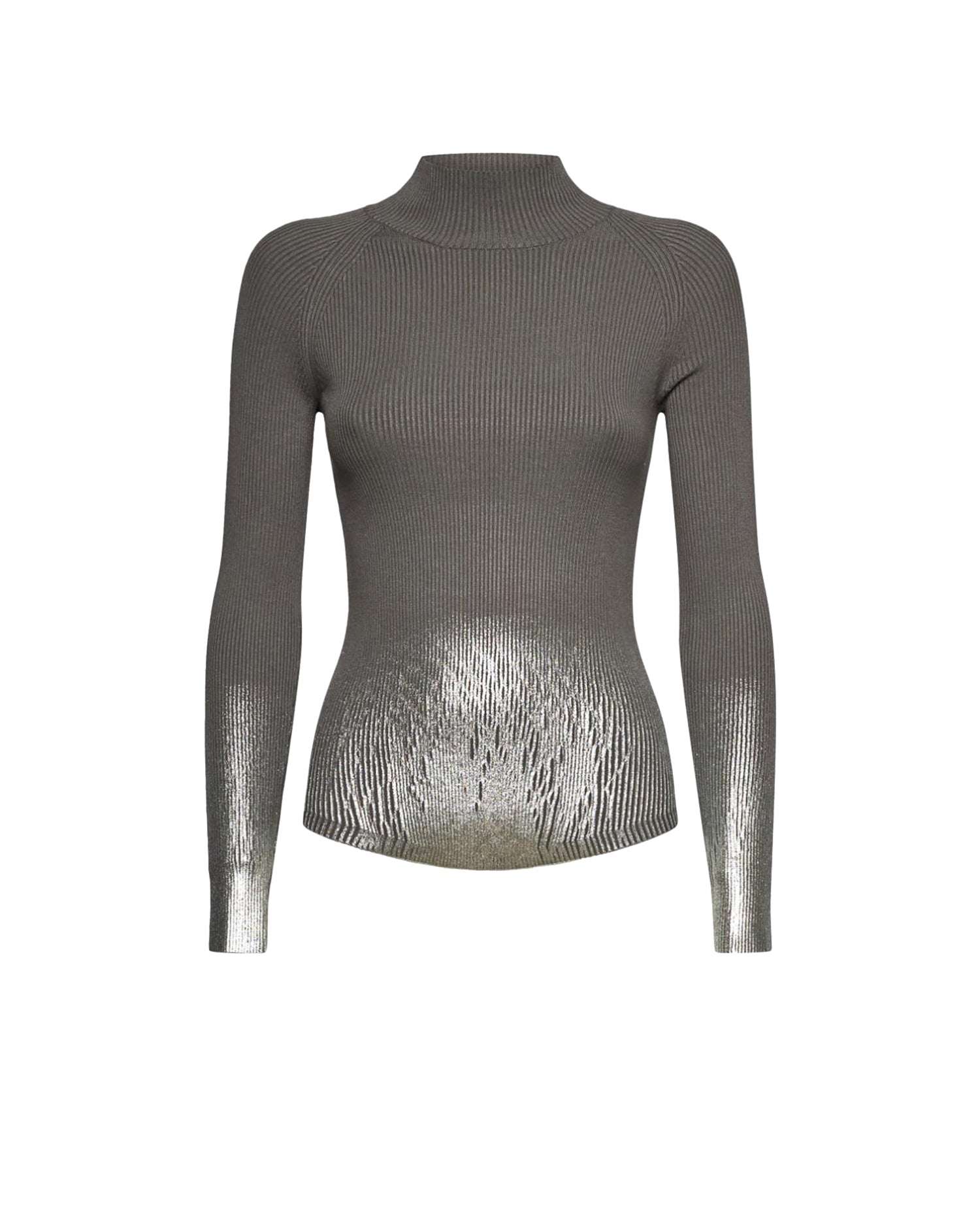 Degradé laminate effect knit turtleneck. Sweater
