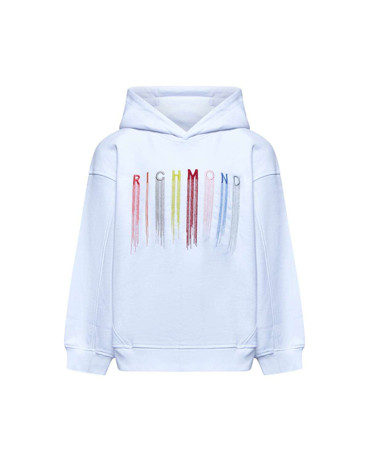 Felpa con cappuccio e scritte multicolor Felpa