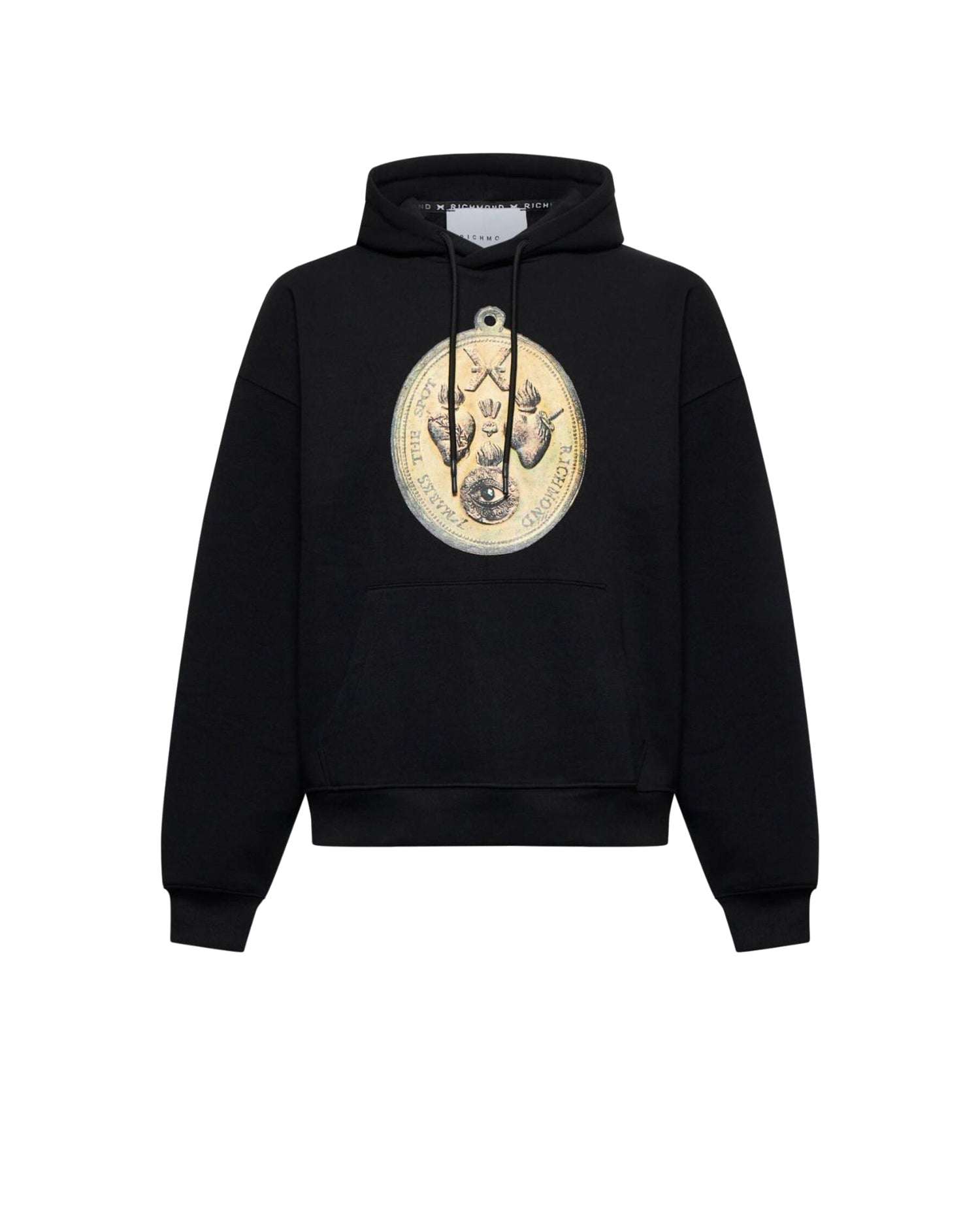 Felpa con cappuccio e stampa medaglione Felpa