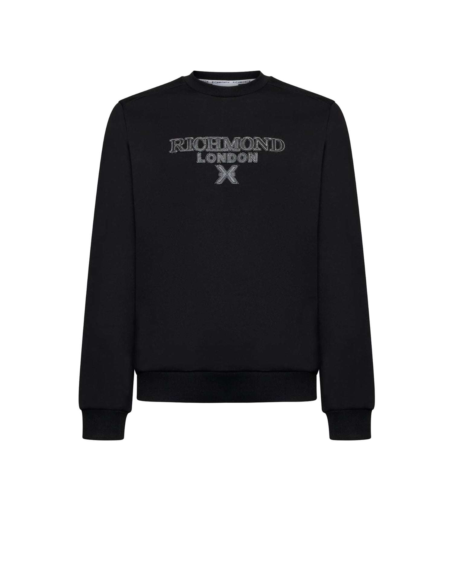 Felpa girocollo con scritta frontale applicata Felpa