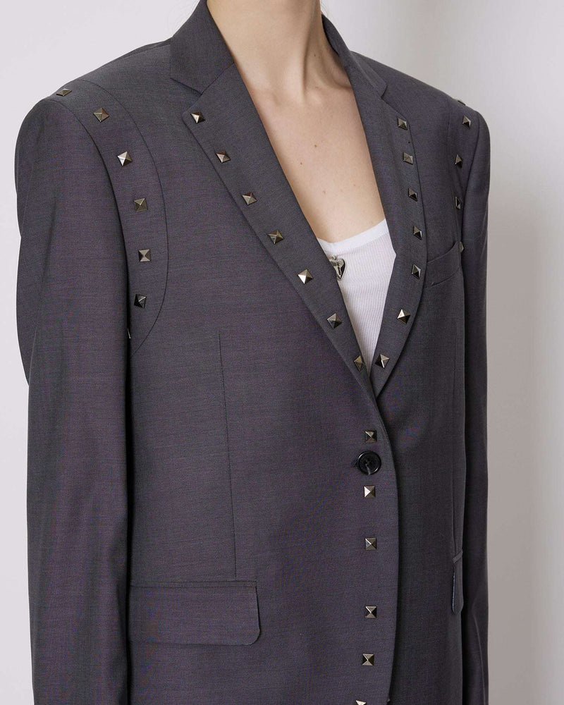 Single-breasted blazer with metallic applications