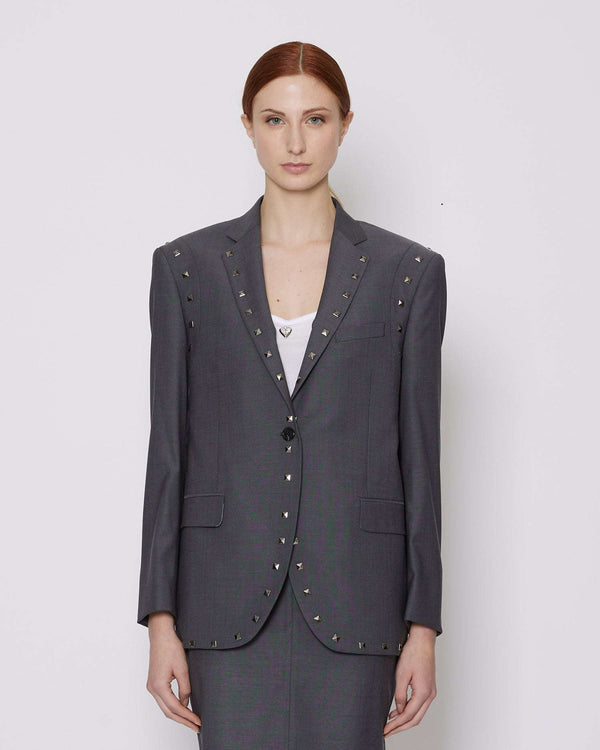 Single-breasted blazer with metallic applications