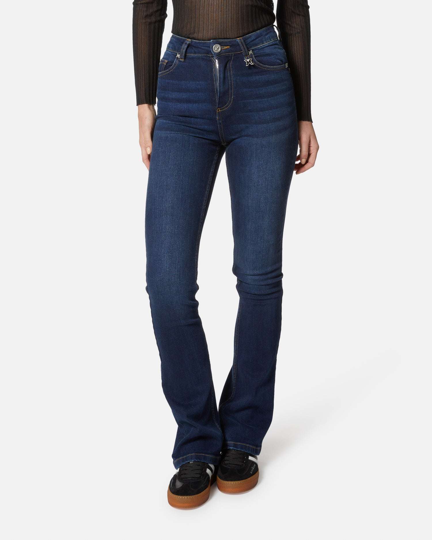 Jeans a vita alta bootcut blu scuro Jeans